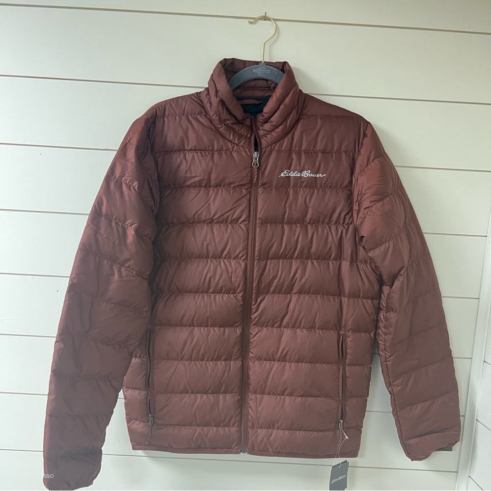 Mens Eddie Bauer Grey Duck Down jacket .